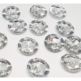 MajorCrafts® 24pcs 20mm Crystal Clear Faceted Acrylic 2 Holes Small Round Sewing Buttons Arts and Crafts Embellishments