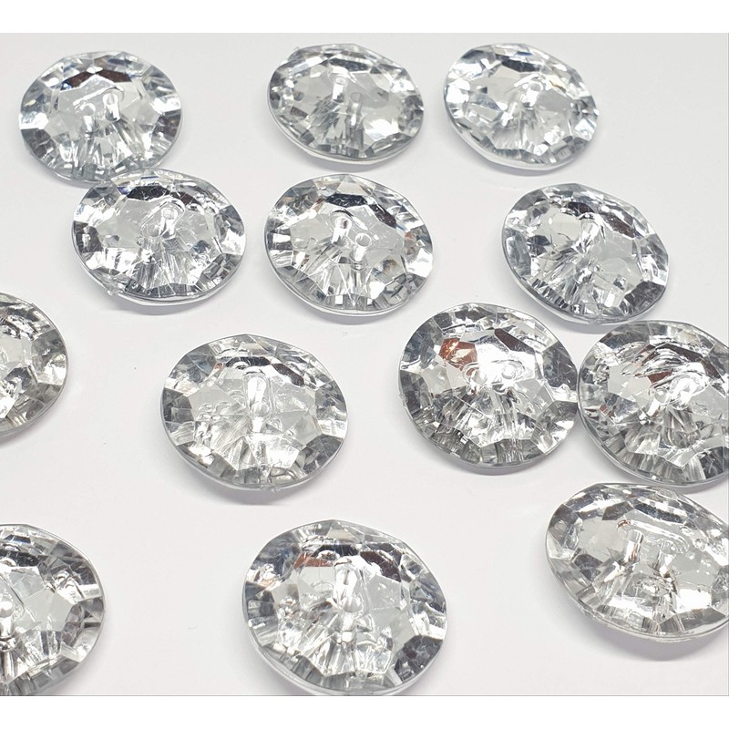 MajorCrafts® 24pcs 20mm Crystal Clear Faceted Acrylic 2 Holes Small