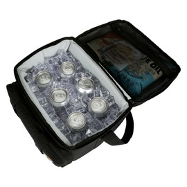 Carhartt Insulated Two Compartment Cooler, Durable Water Repellent Material W/Front Zippered Pocket for Camping, Beach & Travel, 18 Can, Black