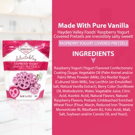 Hayden Valley Foods Raspberry Yogurt Covered Pretzels - 5 oz Bags (Pack of 12) - No Artificial Flavors, Preservatives or Colors - Pink Bulk Sweet Snacks