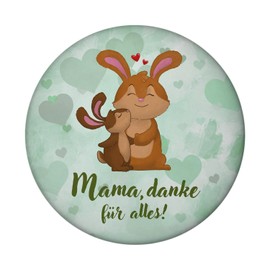 Mama, Danke für Alles Magnet Round with Bottle Opener Round with Cute Rabbit Decoration for Fridge and as a Small Thank You to the Best Mum for Mother's Day from the Family