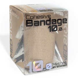 MEDSTOCK Cohesive Bandage 10cm x 10m Beige, Elastic Self Adherent Tape, Supports Injured Joints and Muscles