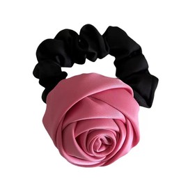 Elegant rose hair tie, hair band for tying hair. Satin flower design. French hair tie headdress. Pink.