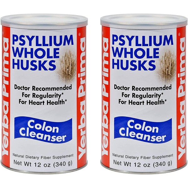Yerba Prima Psyllium Whole Husks, Colon Cleanser 12 oz (Pack of 2)