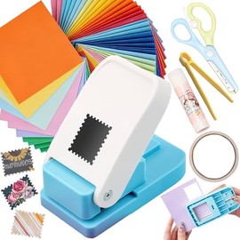 Perforadora de Papel para Sellos con Kit 204 de Herramientas de Quilling, perforadora de agujeros portátil con palanca, álbumes de recortes, manualida