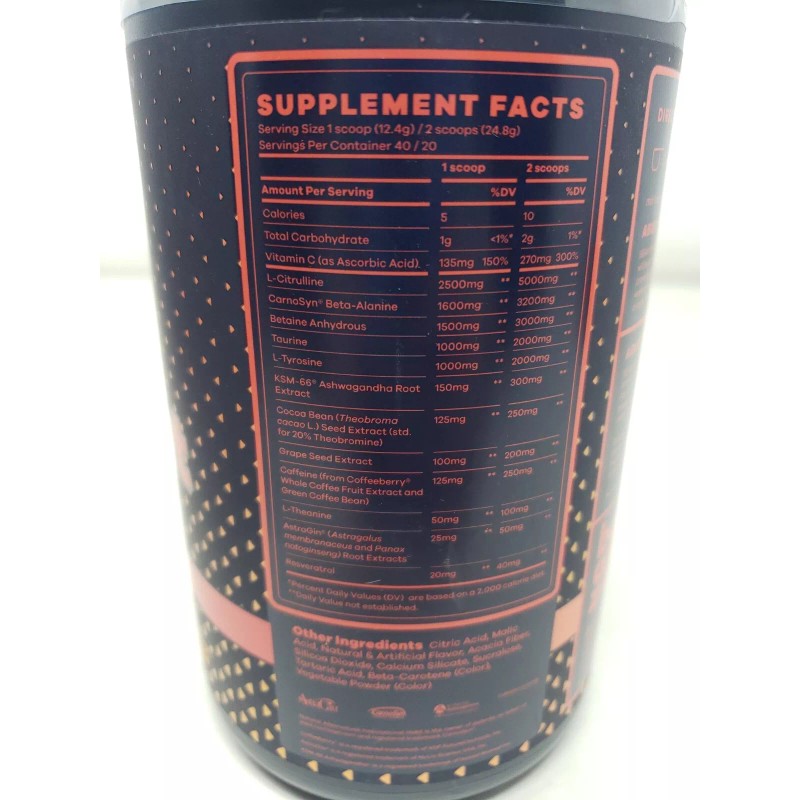 Beam Pre Workout Sour Peach Rings 17.5oz Exp 03/2025 2ct