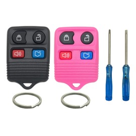 Key Fob Shell Case Fits for Ford Mustang Focus Explorer Sport Expedition Taurus Escape Edge Thunderbird Lincoln Town Car Mercury 1999-2014 Keyless Entry Car Remote Cover (Black Pink)