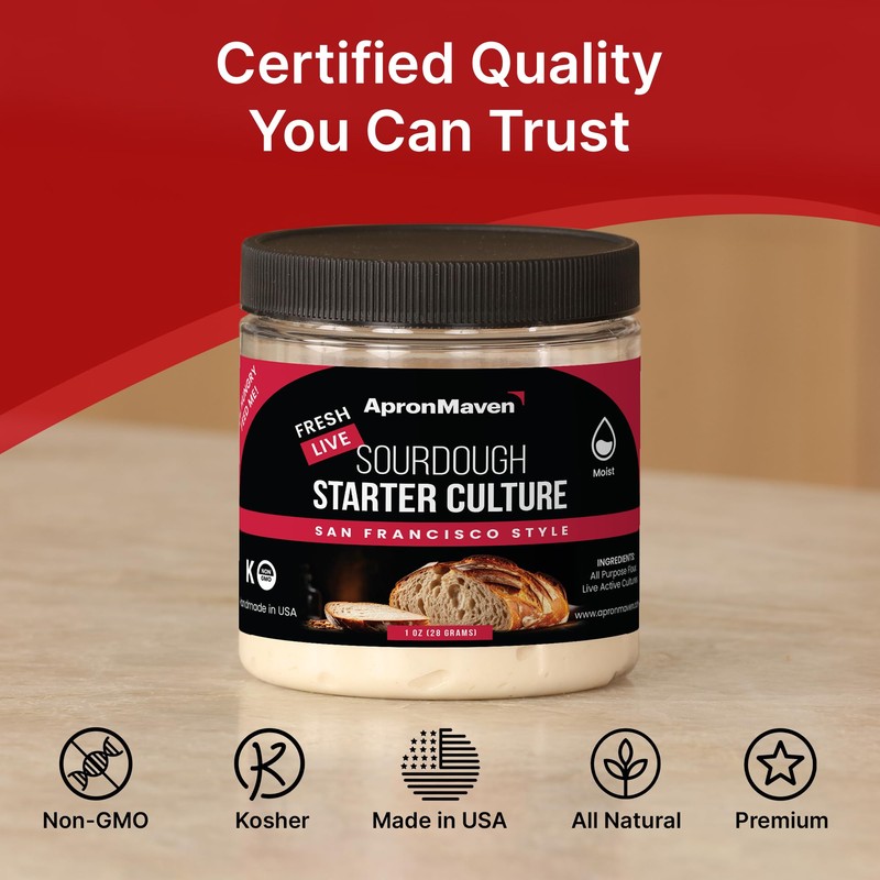 Apron Maven Premium Sourdough Starter Culture - Chewy Tangy San