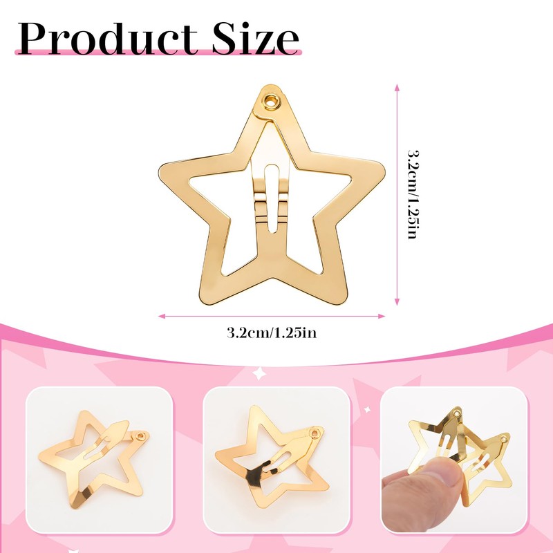 Kunoli Star Hair Clip Y2K Accessories Silver Clips