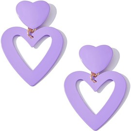 Heart Drop Earrings for Women Love Earrings Valentine’s Day Mother’s Day Gift (One size, Light purple)