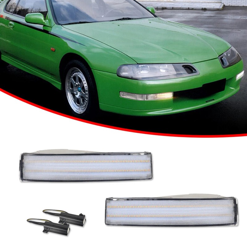 GTINTHEBOX 2X Clear Switchback LED White DRL Turn Signal Lights