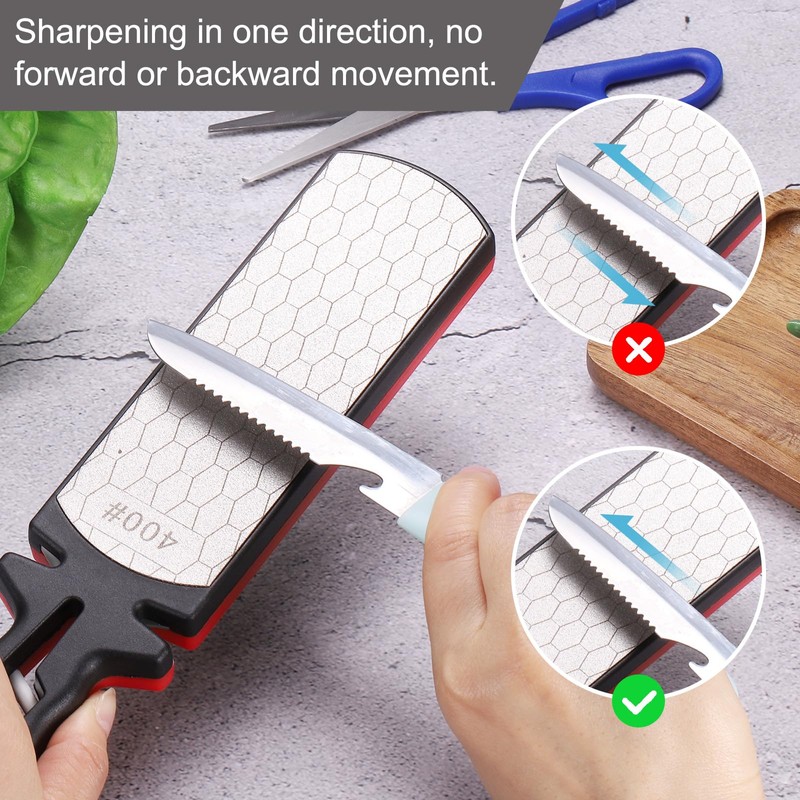 sourcing map 400/1000 Grit Handheld Diamond Sharpening Stone Double-Sided Whetstone