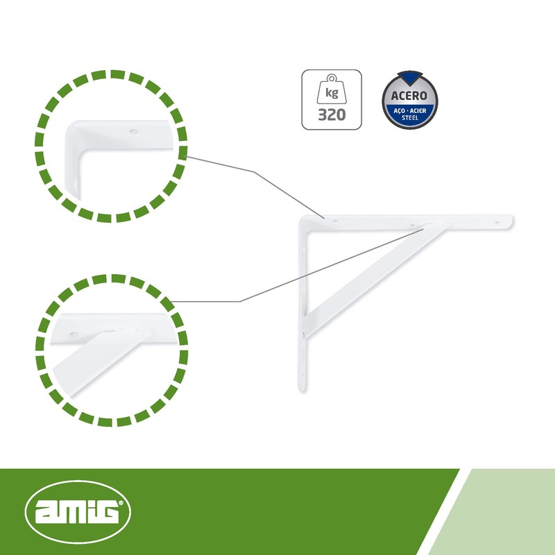 Amig - Shelf Bracket Stainless Steel | Metal Bracket for