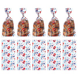 sourcing map 50pcs Snowflake Treat Bags, Cookie Bags with Twist Ties for Candy Package Christmas Holiday Winter Party Favors, Red/Blue