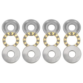 QUARKZMAN F8-22M Miniature Thrust Ball Bearing 8 mm Bore 22 mm AD 7 mm Thick Chrome Steel with Washers for Conveyor Systems Mechanical Engineering Pack of 4