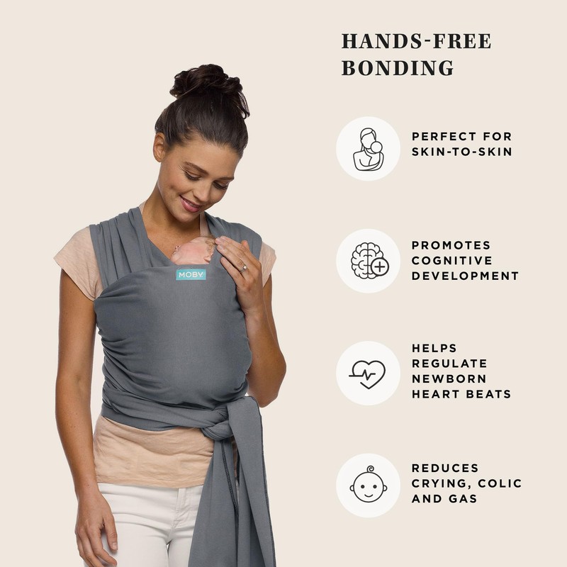 Moby Baby Wrap Carrier Classic for Newborns to Toddlers (8-33lbs),
