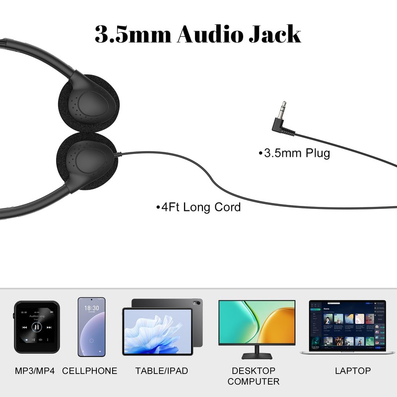HOTKUDO Bulk Headphones for Classroom, 20 Pack Class Set of