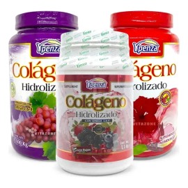 Colágeno Hidrolizado 3 Botes Sabores Surtidos De 1.1 Kg Ypen Sabor Uva Jamaica Frutos
