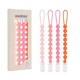 4 piezas clips amarillos de silicona para chupete de dentición para bebé, diseño de una pieza, forma tejida, sin BPA.