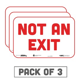 BeSafe Messaging "Not an Exit", 3-Pack 9"x6", Bright Bold Red, Repositionable Wall Sign,Tear-Resistant, Notice Safety Signs, Home, Safety, Office, Warehouse Decals