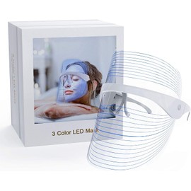 LED Face Mask Light, 3 Colors Light Facial Photon Beauty Device for Facial Rejuvenation, Wrinkles Reduction, Anti-Aging (Wireless)