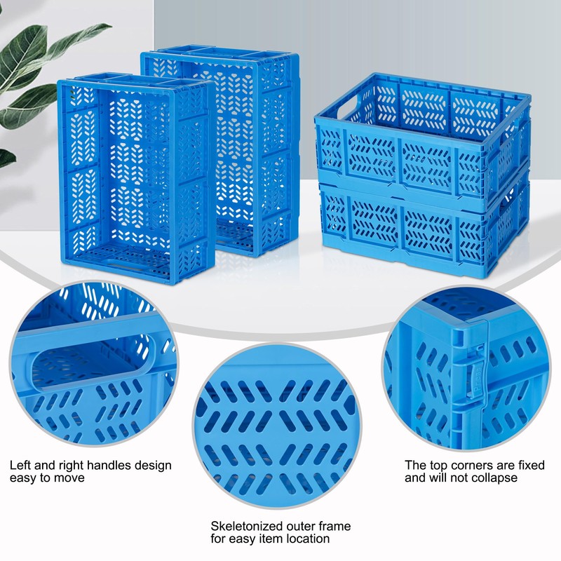 Senhoglb 4-Pack Plastic Storage Baskets for Organizing Groceries Fruit with