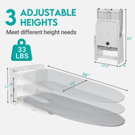 Zoes Homeware Wall Mounted Ironing Board, 180 Rotation, Space-Saving Fold Down, 36" x 12", Silver