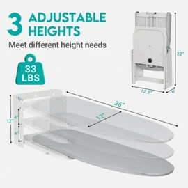 Zoes Homeware Wall Mounted Ironing Board, 180 Rotation, Space-Saving Fold Down, 36" x 12", Silver