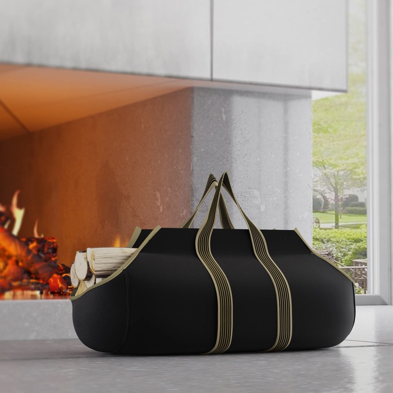 Fire Beauty Large Canvas Log Tote Bag Firewood Log Carrier