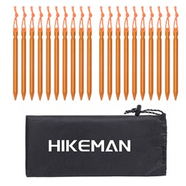 HIKEMAN 20 Pack Tent Pegs Aluminium Alloy Tent Stakes with Drawstring Bag For Outdoor Camping Trip Hiking Beach Heavy Duty(Gold)
