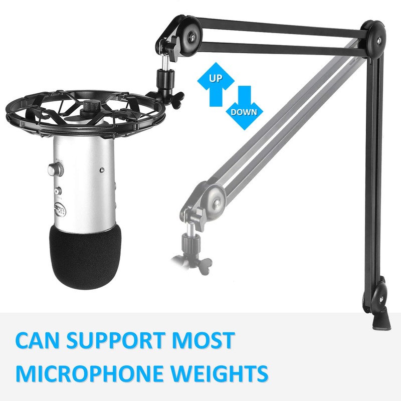 Blue Yeti Boom Arm Mic Stand with Pop Filter -