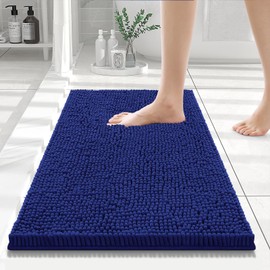 Smiry Luxury Chenille Bath Rug 24''x16'', Extra Soft and Absorbent Shaggy Bathroom Mat Rugs, Machine Washable, Non-Slip Plush Carpet Runner for Tub, Shower, and Bath Room, Royal Blue