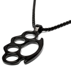 Knuckle Pendant Made of Solid Stainless Steel with Necklace Silver Gold Black Blue Men Jewellery Gift Gangster Rapper Outlaw Chain, Stainless Steel