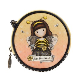 GORJUSS Women's Yellow Animal Pattern Round Bucket Bag with Removable Strap and Zip in Antique Brass Look