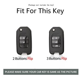 ontto Metal Car key fob cover case Fit for Honda Civic CR-V HR-V Agreement Jade Crider Odyssey 2015-2018 keyring Flip Key Shell Holder bag keychain Accessories 3 button Black