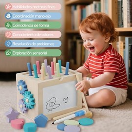 RENDIN Juguetes Montessori 10 en 1 para Niños - Material Didáctico Preescolar con Pesca, Engranajes, Formas, Dibujo | Juguete Educativo Juguetes Didac