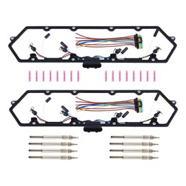 GESEXI F81Z-6584-AA Diesel Valve Cover Gaskets Kit with 8 Glow Plugs Compatible with 98-03 7.3L Ford Powerstroke Diesel F250 F350 E250 E350