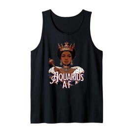 Aquarius AF Vibes Queen Energy Zodiac Crown Afro Regal Tank Top