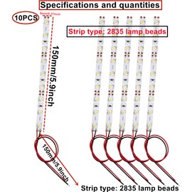 HUAZIZ 10 pieces 9-LED house lighting, 15 cm, warm white with cable, 15 cm, 12-18 V, model building LED lighting, model building lighting, model railway lighting