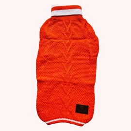 Richpet Dog Sweater, Lightweight & Stretchable Turtleneck Fleece Dog Sweater | Soft, Warm High Neck Knit Pullover with Cozy Fleece Lining (Orange, XL (20-Inch))