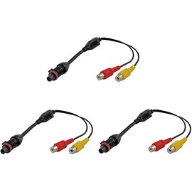Voyager 1126810 Pack of 3 Audio/Video RCA Camera Connector Adapter Harnesses, Black; 8 Inches Long