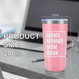 MFGNEH Mothers Day Birthday Gifts for Mom,Mom Christmas Gifts from Daughter, Son,Kids,Mother Gift,Thank You Gift for Mama Mommy Bruh,Women,20oz Pink Stainless Steel Tumbler Cup