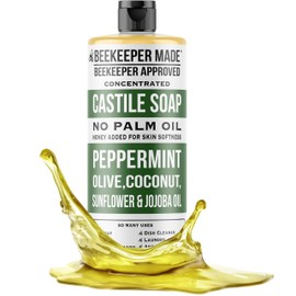 Beekeeper Made Natural Castile Soap, 32 fl oz | No Palm Oil, 8 Ingredients, Pure Olive, Coconut, & Sunflower Oils, GMO Free, For Sensitive Skin, Made in the USA (Peppermint)