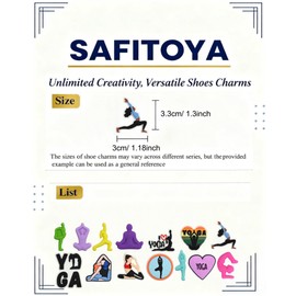 SAFITOYA Yoga Exercises Shoe Decoration Charms, 14PCS PVC Charms for Shoes and Wristband, Party Supplies
