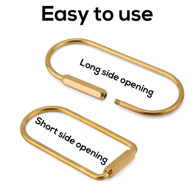 6pcs Brass Screw Lock Keychains, 2 Designs Brass Key Chain