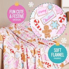 Manta de Navidad rosa, elegante y linda manta para sofá, silla o cama, decoración de Navidad rosa, suave y afelpada, 50 x 60 pulgadas