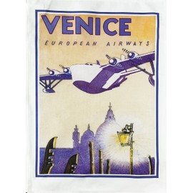 Half a Donkey Venice Vintage Flight Large Cotton Tea Towel