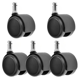 Swivel Stem Castor Wheel Twin Castor Wheel 50mm Office Chair Wheels (set of 5) - 50mm Replacement Floor Castor Wheels for Gaming Chair, Desk Chair, Divan Bed, Sofa, Table, Desk Draws, Office Chair