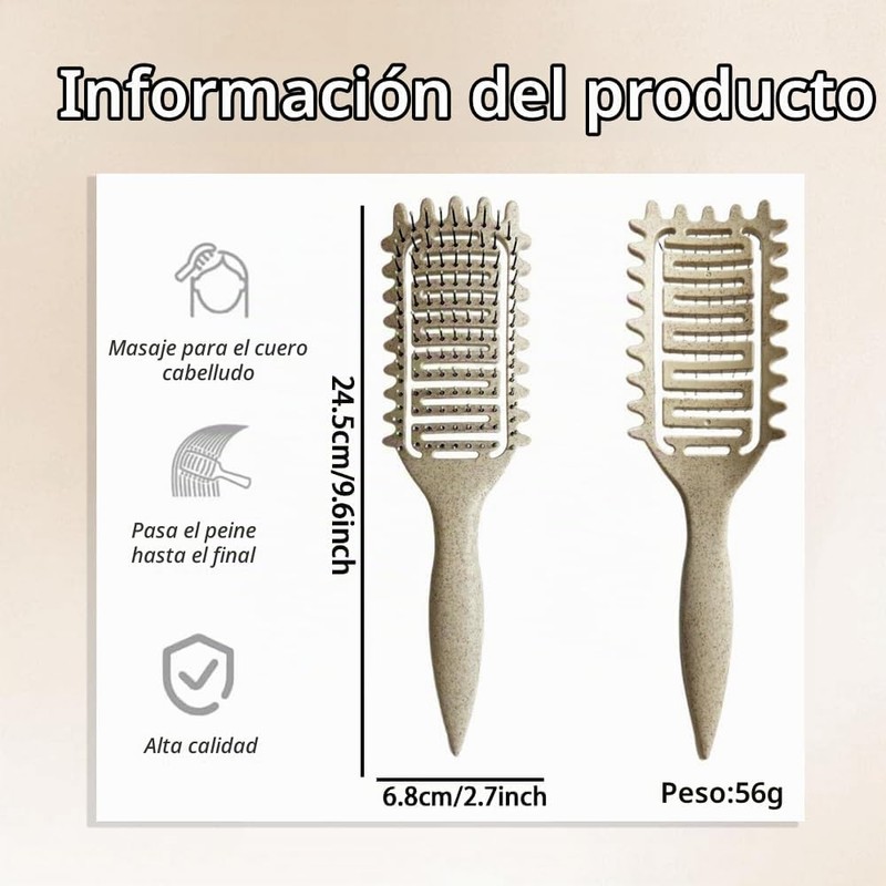Cepillo para Cabello Rizado, Definidor de Rizos, Beige