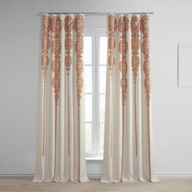 HPD Half Price Drapes Room Darkening Curtains for Bedroom 50 X 108 Printed Linen Textured (1 Panel), BOCH-DLN195A-108, Cyprus Rust